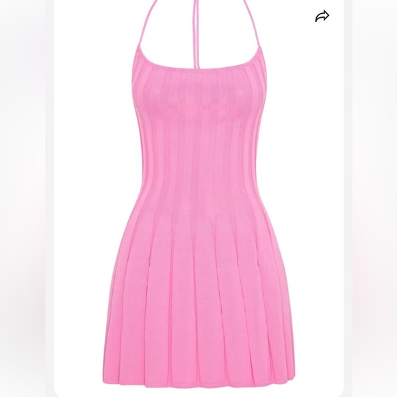 Meshki Koa Halter Knit Mini Dress in Bubblegum Pink size XL - Picture 6 of 10